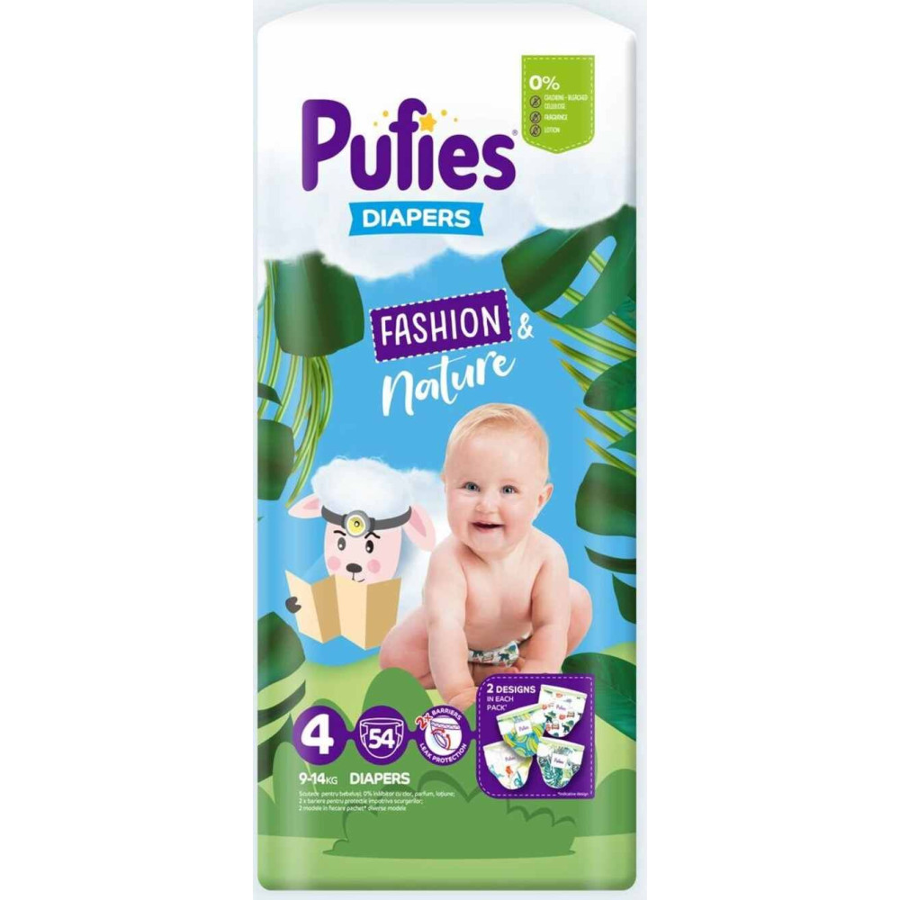 ПАМПЕРС ПЕЛЕНИ PUFIES Fashion Nature 4 9-14 кг х 54 бр - Грижа за детето