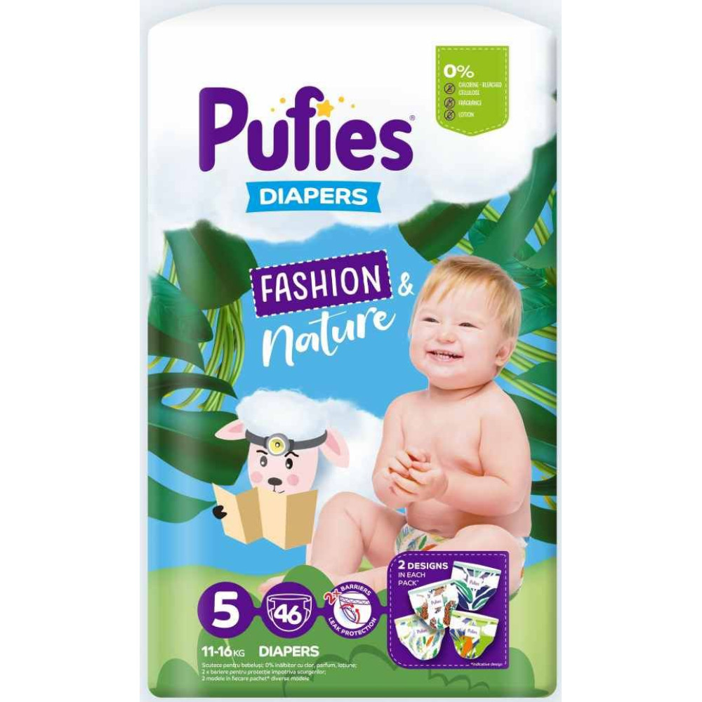 ПАМПЕРС ПЕЛЕНИ PUFIES Fashion Nature 5 11-16 кг х 46 бр - Грижа за детето