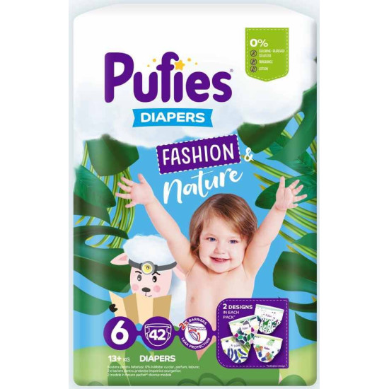ПАМПЕРСИ PUFIES FASHION NATURE 6 13+ кг х 42 бр