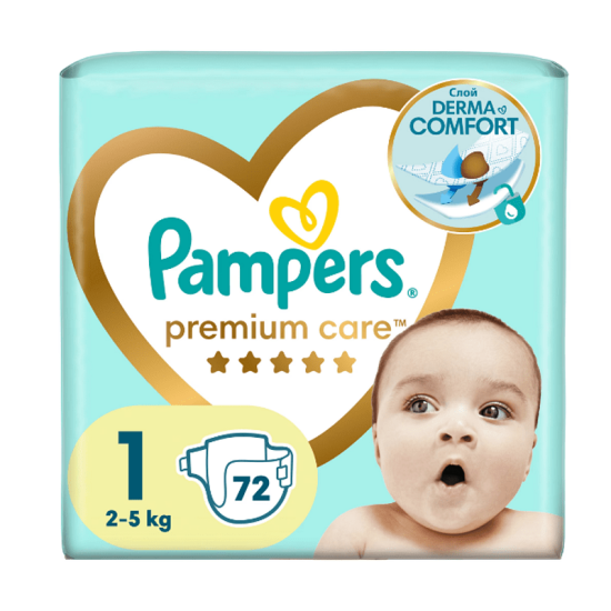 ПАМПЕРС ПЕЛЕНИ PREMIUM CARE 1 за новородени 2-5 кг x 72 бр