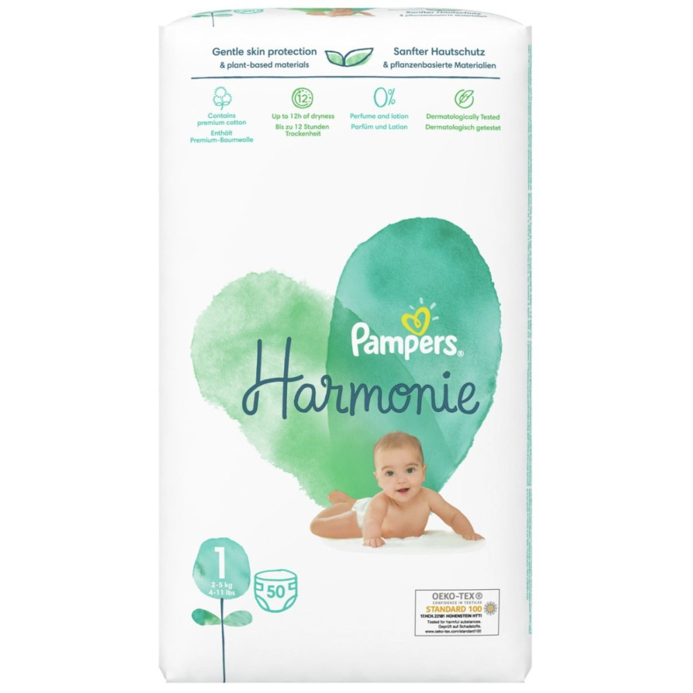 ПАМПЕРС HARMONY 1 NEW BABY пелени за новородени (2-5kg) x 50 бр - Грижа за детето