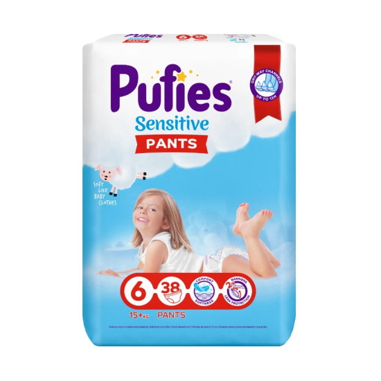 ПАМПЕРС ГАЩИ PUFIES SENSITIVE PANTS 6 15+ кг х 38 бр