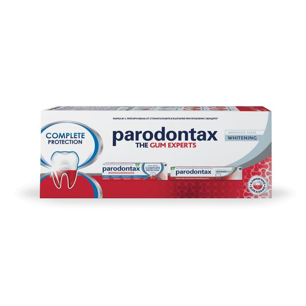 ПАРОДОНТАКС к-т паста за зъби PARODONTAX COMPLETE PROTECTION 75 мл + паста за зъби PARODONTAX WHITENING 75 мл - Орална хигиена