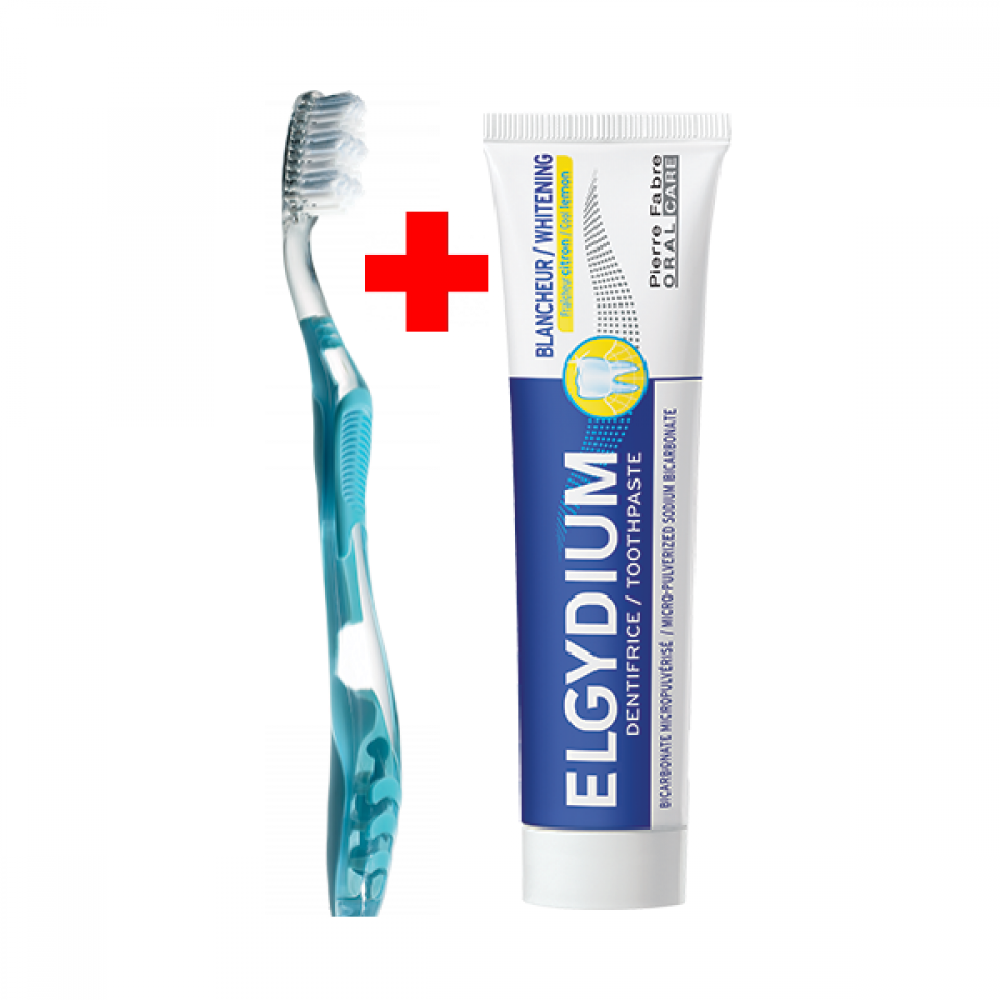 ЕЛГИДИУМ ПРОМО ПАКЕТ /паста за зъби WHITENING 75 мл + четка за зъби OC M/ - Орална хигиена
