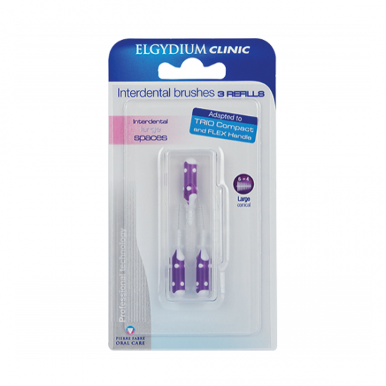 ELGYDIUM CLINIC REFILL ПЪЛНИТЕЛ за интердентални четки ISO 5 (1.6 мм) х 3 бр ЛИЛАВ