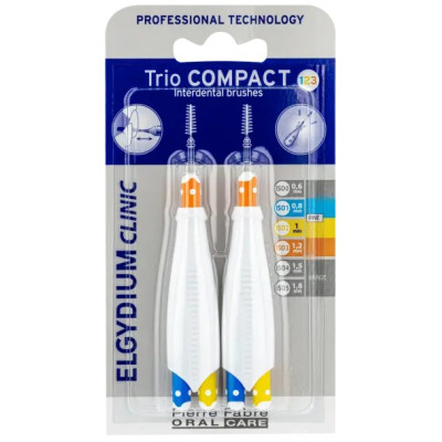 ELGYDIUM CLINIC TRIO COMPACT 123 интердентални четки за тесни междузъбни пространства ISO 123 (0.8/1/1.2 мм)