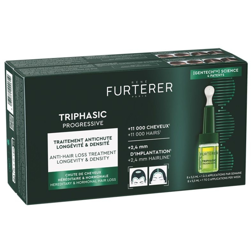 РЕНЕ FURTERER TRIPHASIC PROGRESIVE серум против прогресивен косопад 8 х 5,5 мл - Грижа за косата