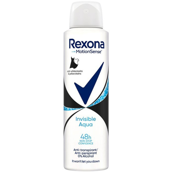 REXONA MOTION SENSE INVISIBLE AQUA 48H део спрей против изпотяване за жени 150 мл