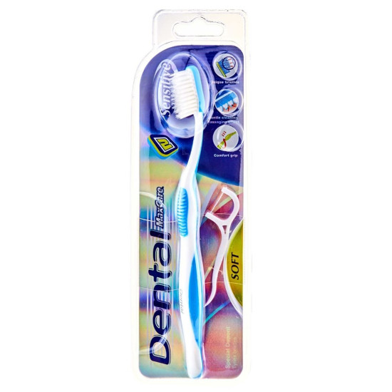 ДЕНТАЛ четка за зъби Max Care Sensitive Soft с интердентален конец