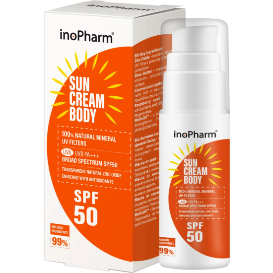 ИНОФАРМ PURE ELEMENTS СЛЪНЦЕЗАЩИТЕН КРЕМ ЗА ТЯЛО С SPF 50 100 мл
