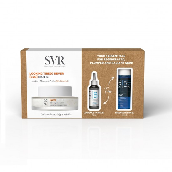 SVR ПРОМО СЕТ C20 BIOTIC CREME озаряващ крем за лице + AMPOULE B3 HYDRA концентрат 10 мл + ESSENCE B3 HYDRA концентрат 10 мл