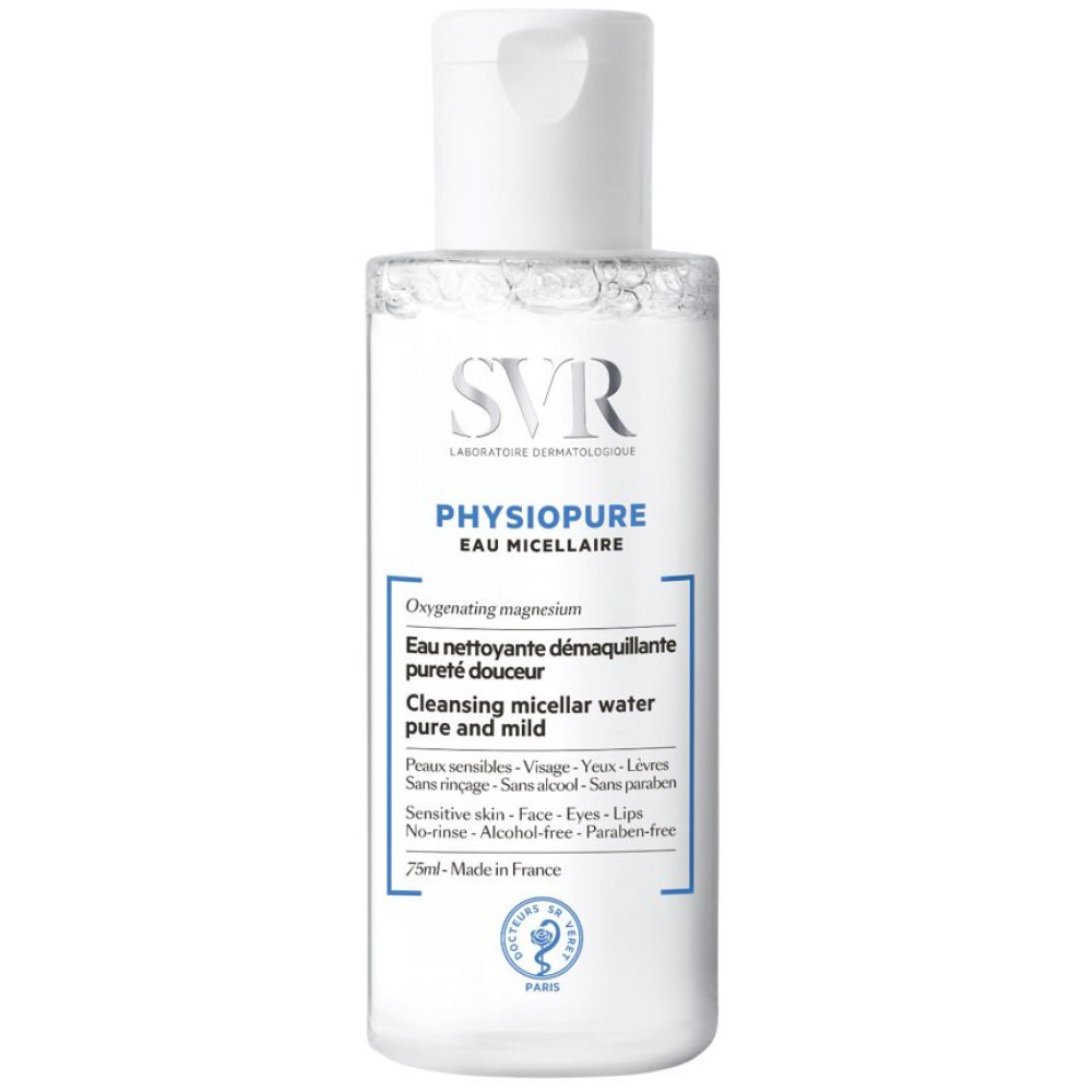 SVR Physiopure Почистваща мицеларна вода 75 мл - Почистване, дегримиране SVR Physiopure Почистваща мицеларна вода 75 мл - Почистване, дегримиране