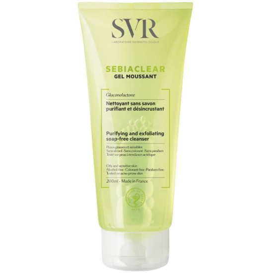 SVR SEBIACLEAR GEL MOUSSANT измивна гел-пяна за лице за мазна чувствителна и склонна към акне кожа 200 мл