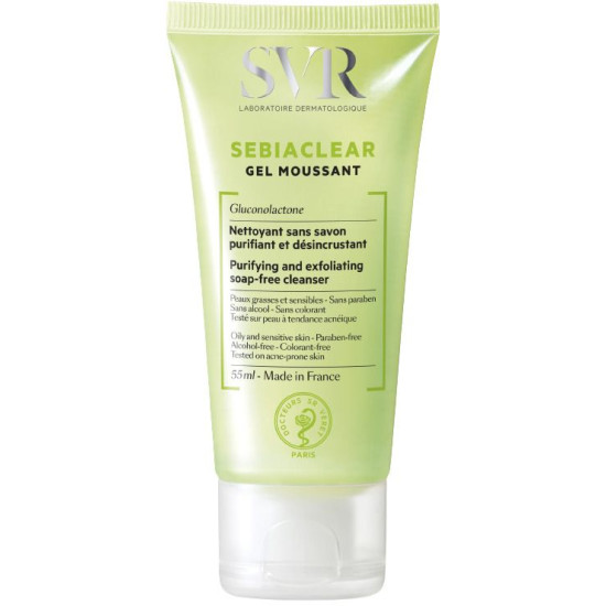 SVR SEBIACLEAR GEL MOUSSANT измивна гел-пяна за лице за мазна чувствителна и склонна към акне кожа 55 мл