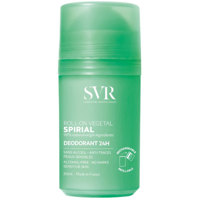 SVR SPIRIAL ROLL-ON VEGETAL 24H део рол-он против изпотяване за тяло за чувствителна кожа без алуминиеви соли 50 мл