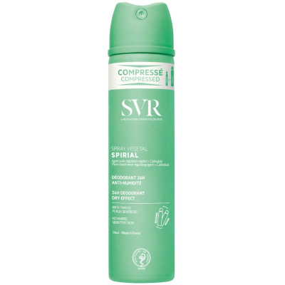 SVR SPIRIAL SPRAY VEGETAL 24H интензивен део спрей за тяло за чувствителна кожа без алуминиеви соли 75 мл