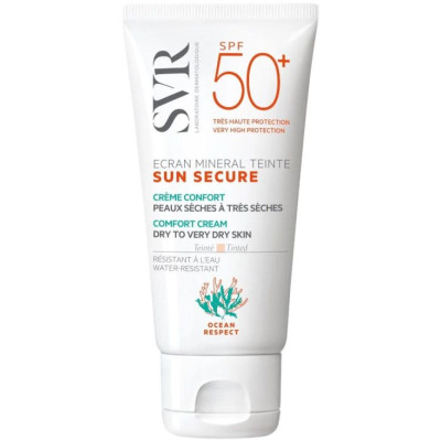SVR SUN SECURE ECRAN MINERAL TEINTE SPF50+ тениран слънцезащитен крем за лице за суха и много суха кожа 50 мл