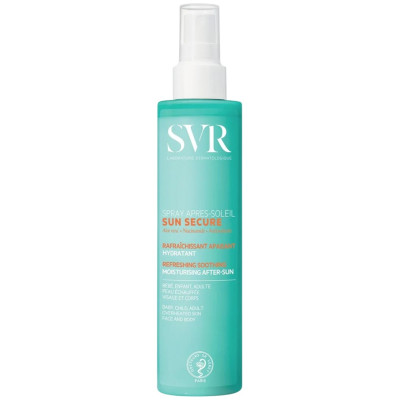 SVR SUN SECURE AFTER SUN SPRAY хидратиращ спрей за чувствителна кожа за лице и тяло при бебета деца и възрастни 200 мл