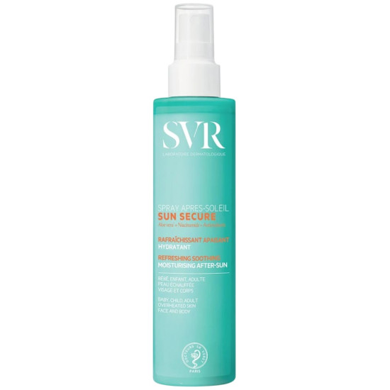 SVR SUN SECURE AFTER SUN SPRAY хидратиращ спрей за чувствителна кожа за лице и тяло при бебета деца и възрастни 200 мл