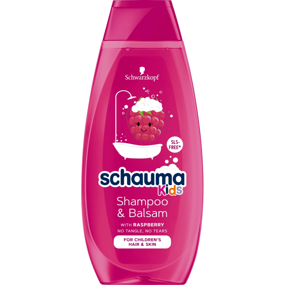 SCHAUMA KIDS SHAMPOO & BALSAM WITH RASPBERRY шампоан и балсам за деца с аромат на малина 400 мл