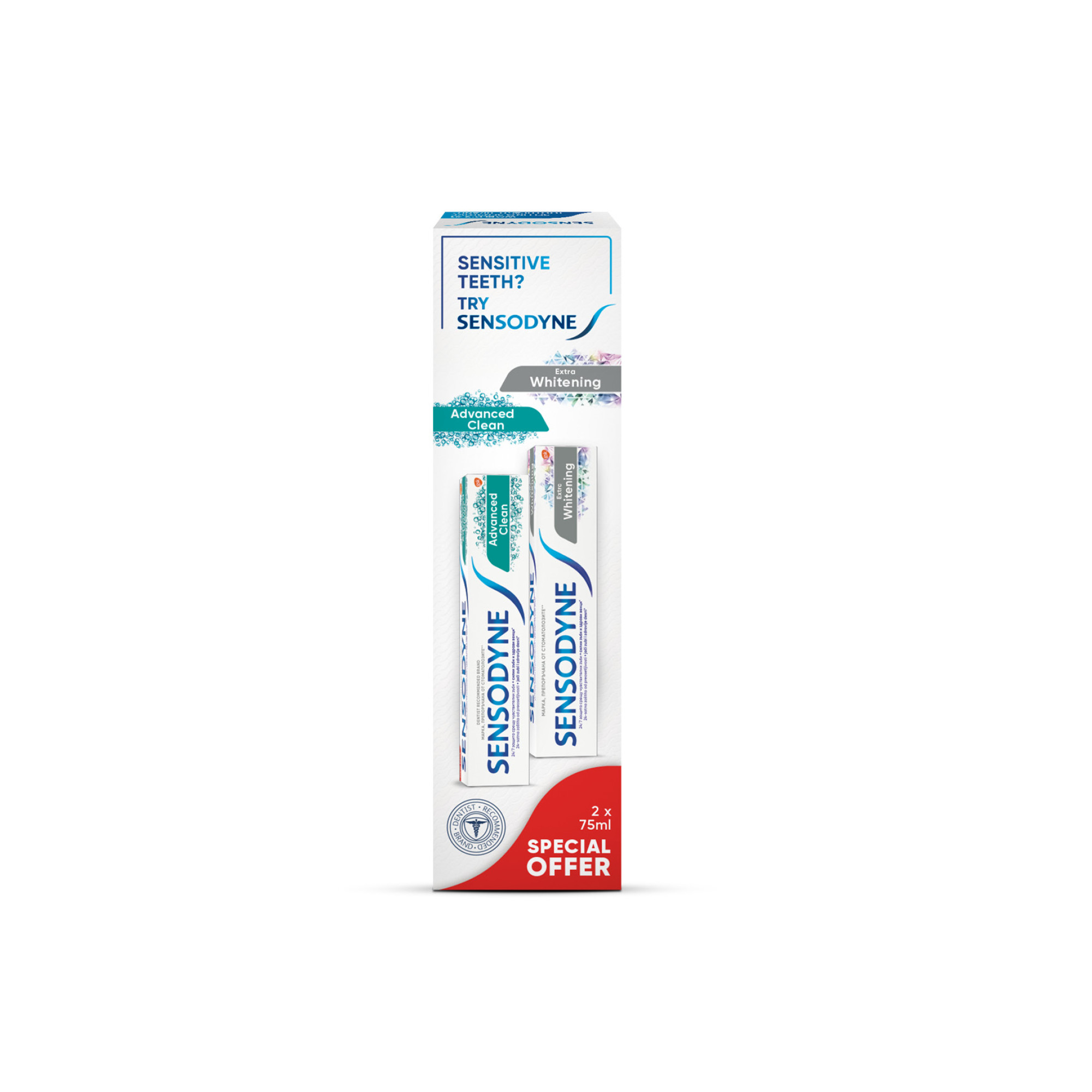 СЕНЗОДИН к-т паста за зъби SENSODYNE ADVANCED 75 мл + паста за зъби ...