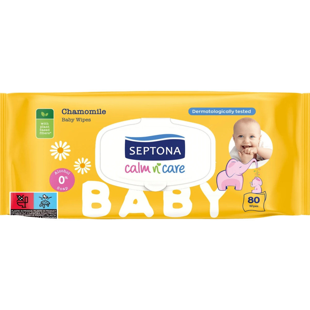 СЕПТОНА BABY CALM & CARE мокри почистващи кърпи с лайка х 80 бр - Бебешка и детска козметика