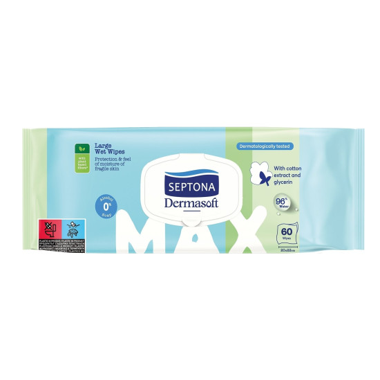 СЕПТОНА MAX DERMASOFT мокри почистващи кърпи х 60 бр
