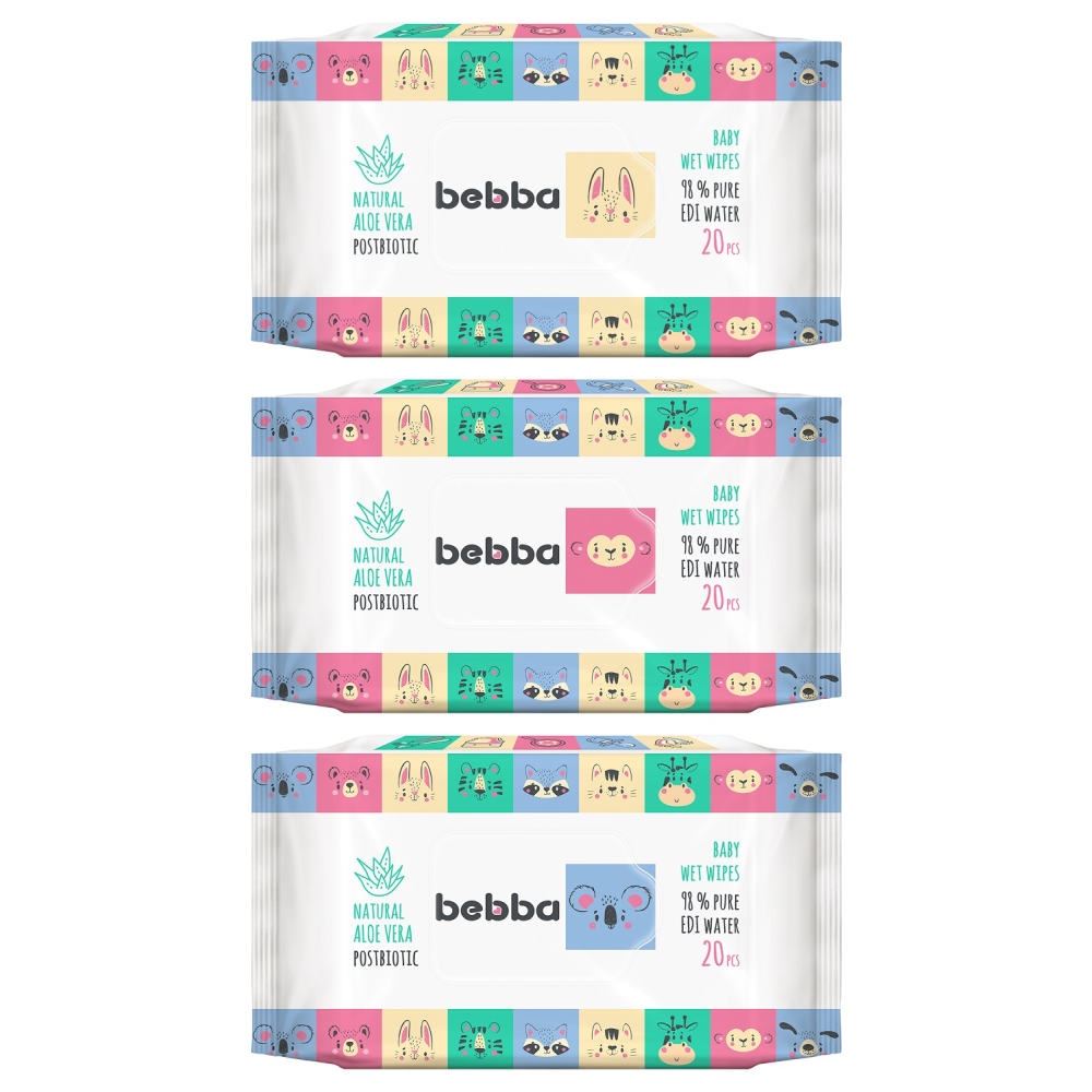 SILKLINE BEBBA NATURAL ALOE VERA & POSTBIOTIC бебешки влажни кърпички х 20 бр