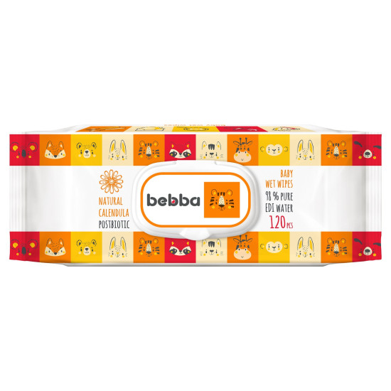 SILKLINE BEBBA NATURAL CALENDULA & POSTBIOTIC бебешки влажни кърпички с капак х 120 бр