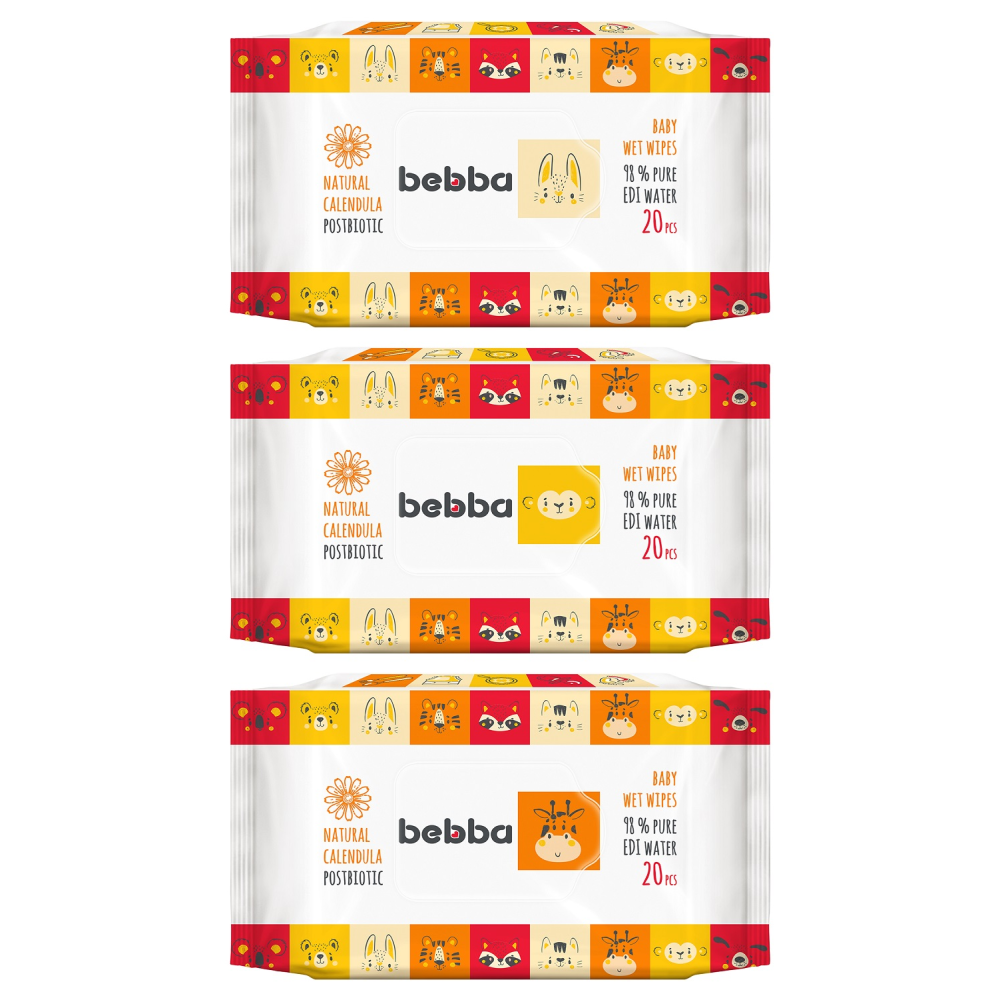 SILKLINE BEBBA NATURAL CALENDULA & POSTBIOTIC бебешки влажни кърпички х 20 бр