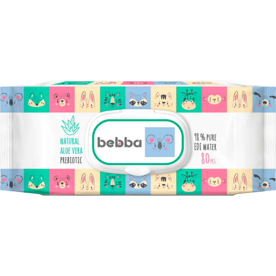 SILKLINE BEBBA NATURAL ALOE VERA & PREBIOTIC бебешки влажни кърпички с капак х 80 бр