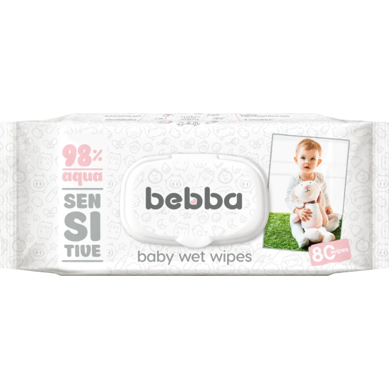 SILKLINE BEBBA SENSITIVE бебешки влажни кърпички с капак х 80 бр