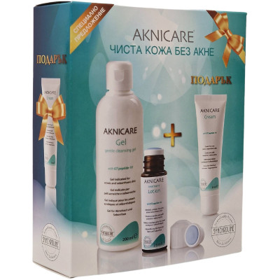 SYNCHROLINE AKNICARE ПРОМО КОМПЛЕКТ ЧИСТА КОЖА БЕЗ АКНЕ GENTLE CLEANSING гел за лице 200 мл + лосион 25 мл + крем 50 мл