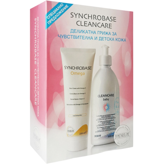 SYNCHROLINE SYNCHROBASE ПРОМО КОМПЛЕКТ Omega крем за суха и атопична кожа 250 мл + CLEANCARE Baby измивен гел за бебета 500 мл