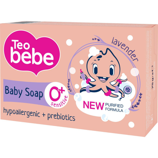 TEO BEBE сапун с екстракт от ЛАВАНДУЛА И ПРЕБИОТИК 75 г