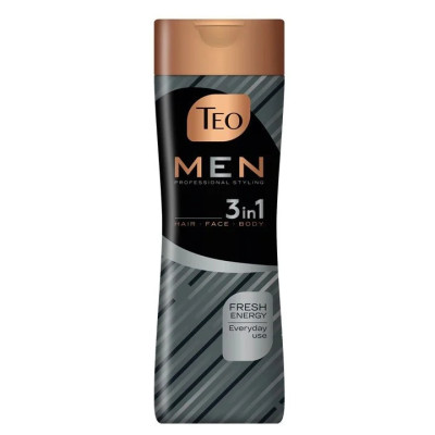 ТЕО MEN FRESH ENERGY 3in1 шампоан за коса, лице и тяло за ежедневна употреба 350 мл