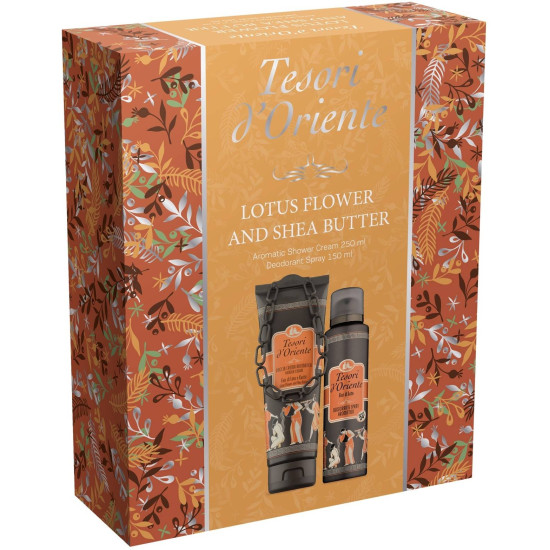 TESORI D’ORIENTE LOTUS FLOWER & SHEA BUTTER комплект за жени /душ-крем 250 мл + дезодорант спрей 150 мл/