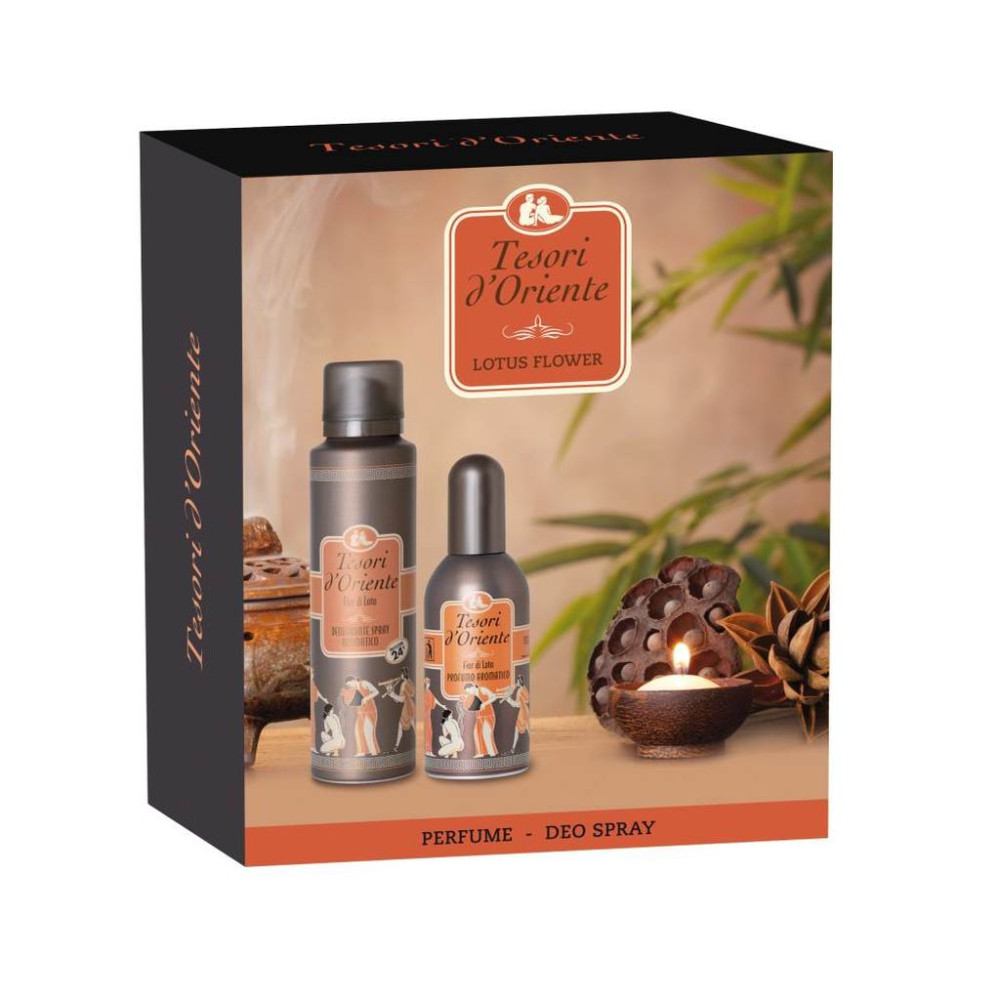ТЕЗОРИ ДЕ ОРИЕНТЕ LOTUS FLOWER комплект за жени /ароматен парфюм 100 мл + дезодорант спрей 150 мл/ - Грижа за тялото