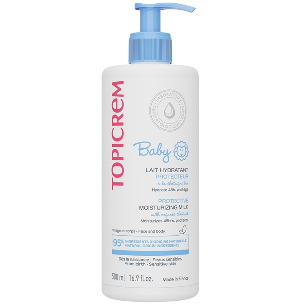TOPICREM BABY PROTECTIVE MOISTURIZING MILK защитно хидратиращо мляко за лице и тяло за бебета и деца 500 мл - Бебешка и детска козметика