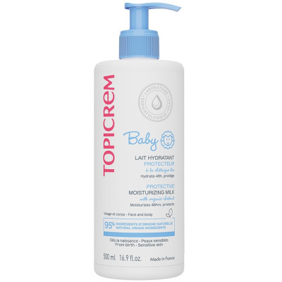 TOPICREM BABY PROTECTIVE MOISTURIZING MILK защитно хидратиращо мляко за лице и тяло за бебета и деца 500 мл