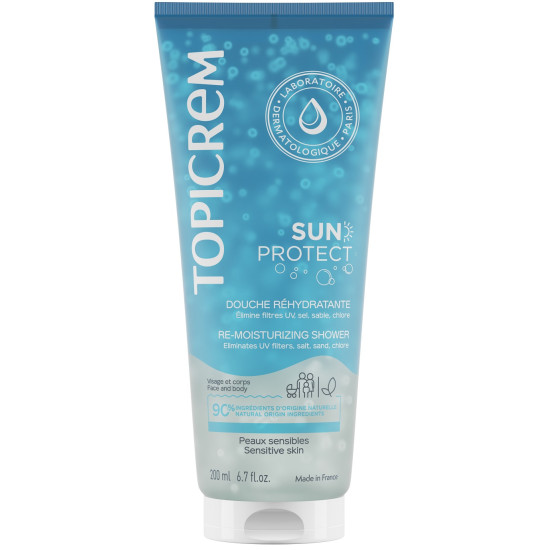 TOPICREM SUN PROTECT RE-MOISTURIZING SHOWER душ гел за след слънце за чувствителна кожа 200 мл