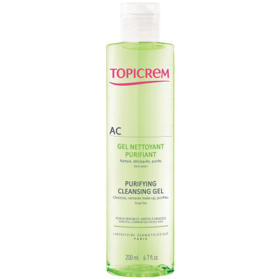 TOPICREM АС Purifying Cleansing Gel пенлив почистващ гел за лице за мазна и акнеична кожа 200 мл