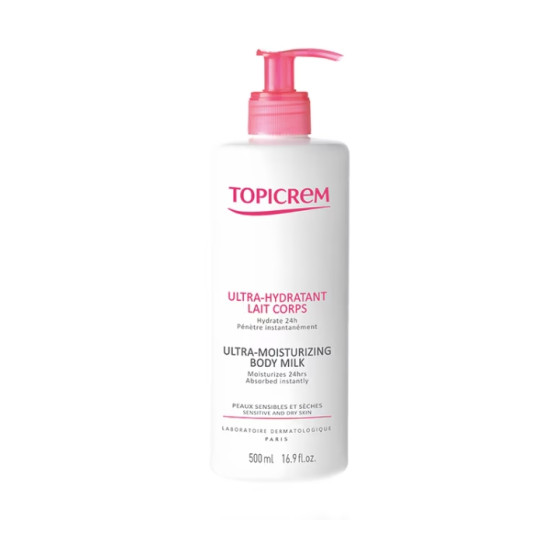 TOPICREM ULTRA-MOISTURIZING Body Milk хидратираща и успокояваща млечна емулсия за тяло за суха и чувствителна кожа 500 мл