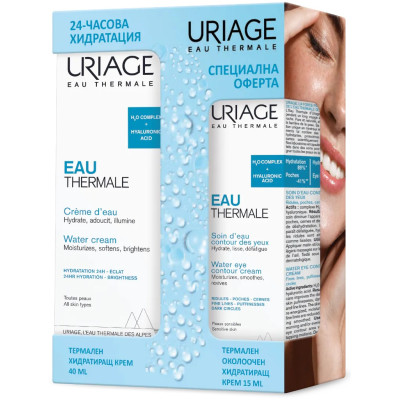 URIAGE EAU THERMALE КОМПЛЕКТ Water Cream ЛЕК хидратиращ крем 40 мл + термален хидратиращ околоочен крем 15 мл