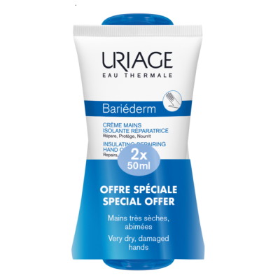 URIAGE BARIEDERM-CICA DUO КОМПЛЕКТ изолиращ възстановяващ крем за ръце за суха и увредена кожа 2 x 50 мл