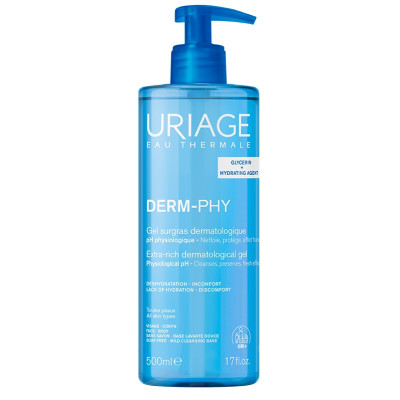 URIAGE DERM-PHY EXTRA-RICH GEL обогатен дерматологичен измивен душ-гел за лице и тяло за всеки тип кожа 1 л