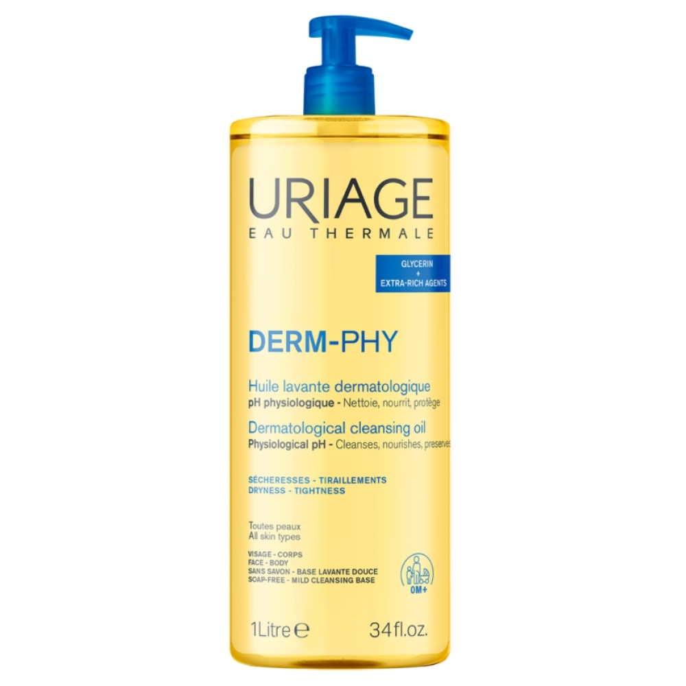 URIAGE DERM-PHY CLEANSING OIL дерматологично измивно душ-олио за лице и тяло за всеки тип кожа 1 л - Грижа за лицето и тялото