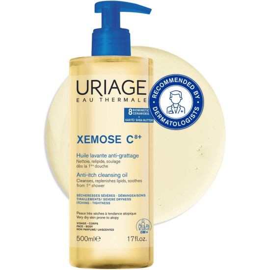 URIAGE XEMOSE C8+ HUILE LAVANTE успокояващо измивно олио за лице и тяло за суха кожа склонна към атопия 500 мл