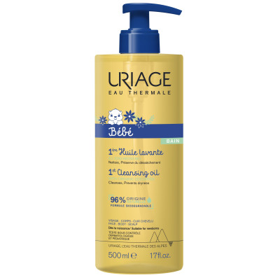 URIAGE BEBE 1ST LAVANTE CLEANSING OIL почистващо душ-олио с отмиване с органичен еделвайс за суха и много суха кожа 500 мл