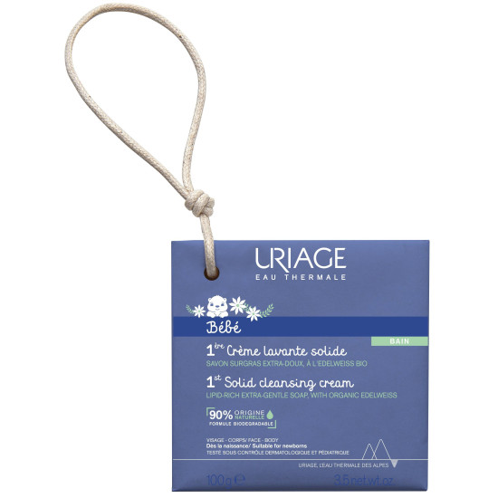 URIAGE BEBE 1ST SOLID CLEANSING CREAM липидо-обогатен почистващ крем-сапун с органичен еделвайс 100 г